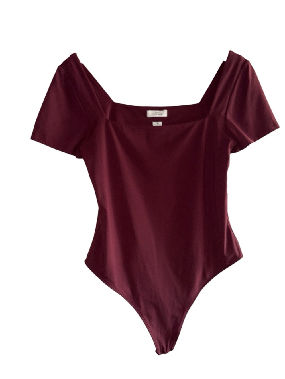Babaton Contour Burgundy Square Neck Short Sleeve Bodysuit XL